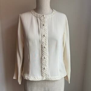 Talbots Petites Silk Beaded Jacket Cardigan – Size 10P Ivory